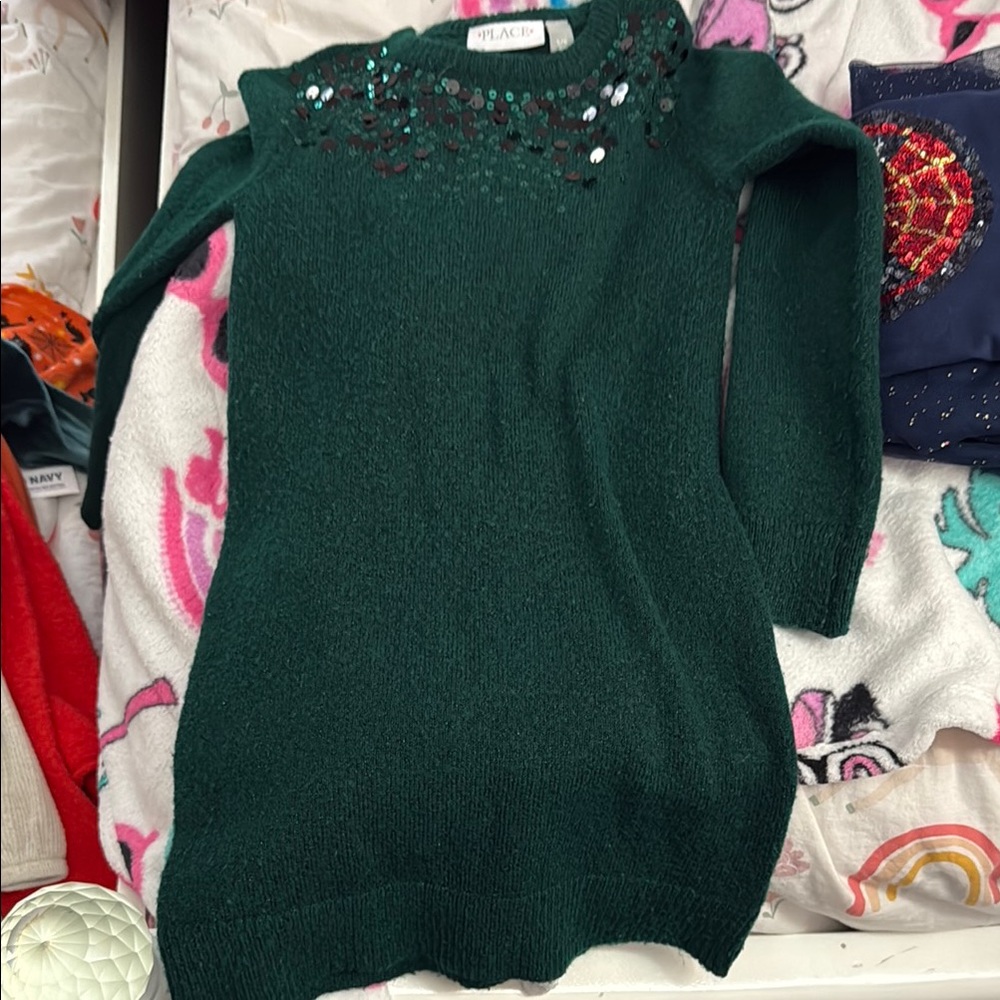 Green Sweater with Sequin Detail